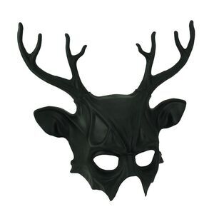 Dark Demon Matte Black Wicked Deer Adult Costume Mask